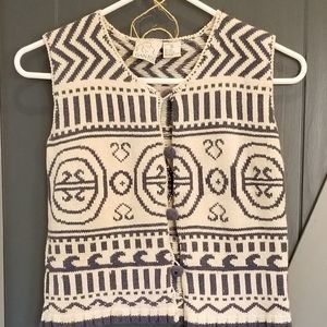 Blue/Cream SMALL Silk Sleeveless Vest